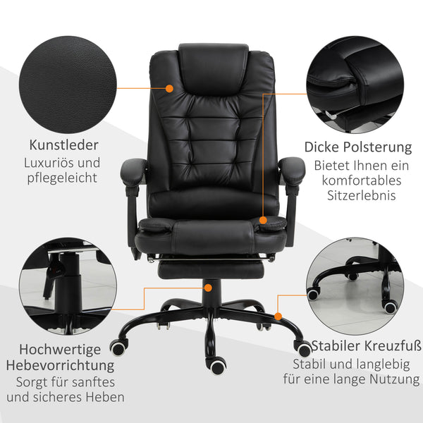 Schreibtischstuhl höhenverstellbar mit Massagefunktion und Fussstütze