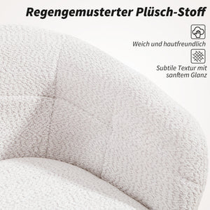 Schreibtischstuhl gepolstert rollbar mit Plüschbezug creme schwarz