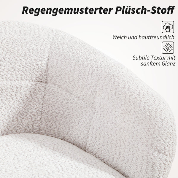 Schreibtischstuhl gepolstert rollbar mit Plüschbezug creme schwarz