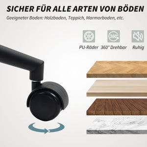 Schreibtischstuhl gepolstert rollbar mit Plüschbezug creme schwarz