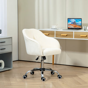 Schreibtischstuhl ergonomisch mit Wippfunktion Teddysamt cremeweiss