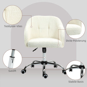 Schreibtischstuhl ergonomisch mit Wippfunktion Teddysamt cremeweiss
