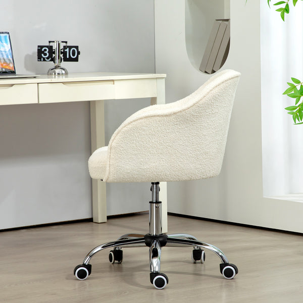 Schreibtischstuhl ergonomisch mit Wippfunktion Teddysamt cremeweiss