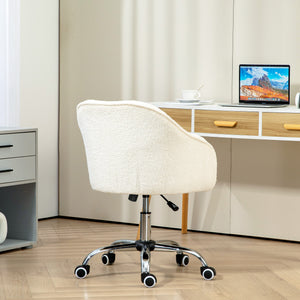 Schreibtischstuhl ergonomisch mit Wippfunktion Teddysamt cremeweiss