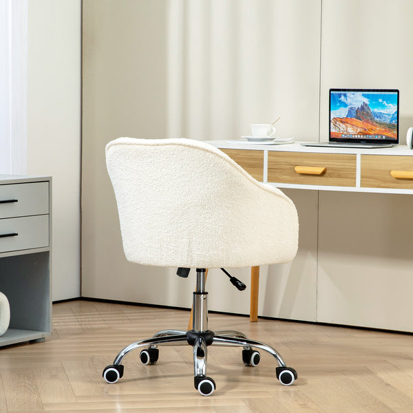 Schreibtischstuhl ergonomisch mit Wippfunktion Teddysamt cremeweiss