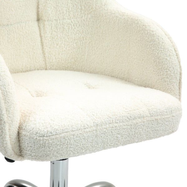 Schreibtischstuhl ergonomisch mit Wippfunktion Teddysamt cremeweiss