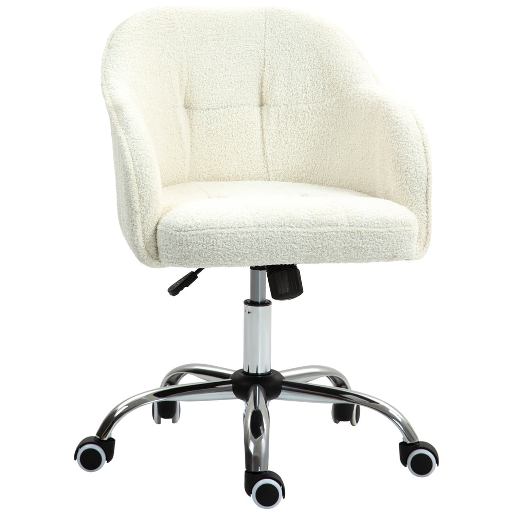 Schreibtischstuhl ergonomisch mit Wippfunktion Teddysamt cremeweiss