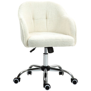Schreibtischstuhl ergonomisch mit Wippfunktion Teddysamt cremeweiss