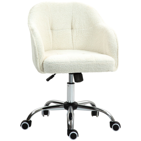 Schreibtischstuhl ergonomisch mit Wippfunktion Teddysamt cremeweiss