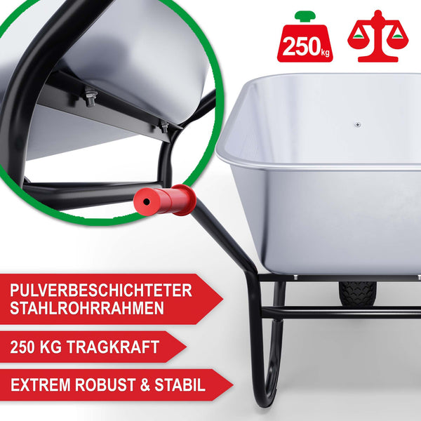 Schubkarre 100L Wanne mit 250kg Tragkraft