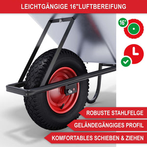 Schubkarre 100L Wanne mit 250kg Tragkraft