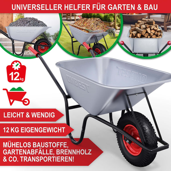 Schubkarre 100L Wanne mit 250kg Tragkraft