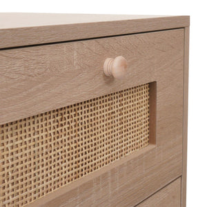 Schubladenkommode Sideboard Highboard Kubu Rattan 78x80x39cm Eiche-Optik