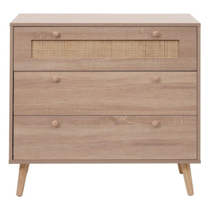 Schubladenkommode Sideboard Highboard Kubu Rattan 78x80x39cm Eiche-Optik
