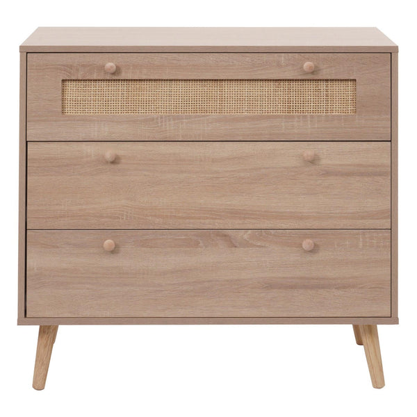 Schubladenkommode Sideboard Highboard Kubu Rattan 78x80x39cm Eiche-Optik