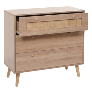 Schubladenkommode Sideboard Highboard Kubu Rattan 78x80x39cm Eiche-Optik