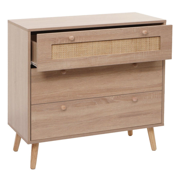 Schubladenkommode Sideboard Highboard Kubu Rattan 78x80x39cm Eiche-Optik