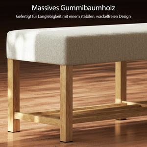 Schuhbank Flurbank Sitzbank gepolstert 140cm Massivholz natur