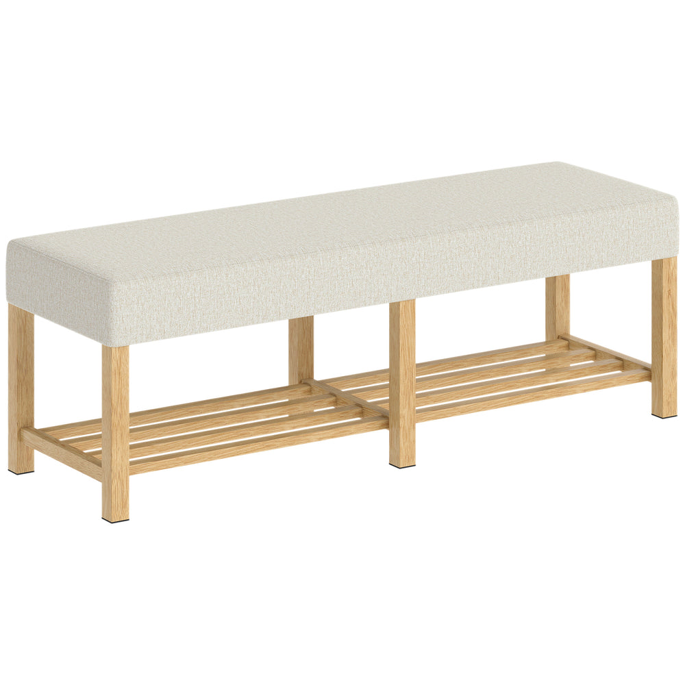 Schuhbank Flurbank Sitzbank gepolstert 140cm Massivholz natur