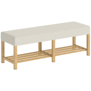 Schuhbank Flurbank Sitzbank gepolstert 140cm Massivholz natur