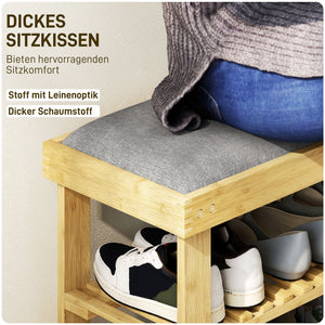 Schuhbank mit Sitzfläche und Stauraum für Flur aus Bambus