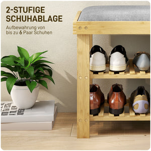 Schuhbank mit Sitzfläche und Stauraum für Flur aus Bambus