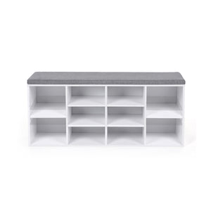 Banc à chaussures à 10 compartiments, blanc