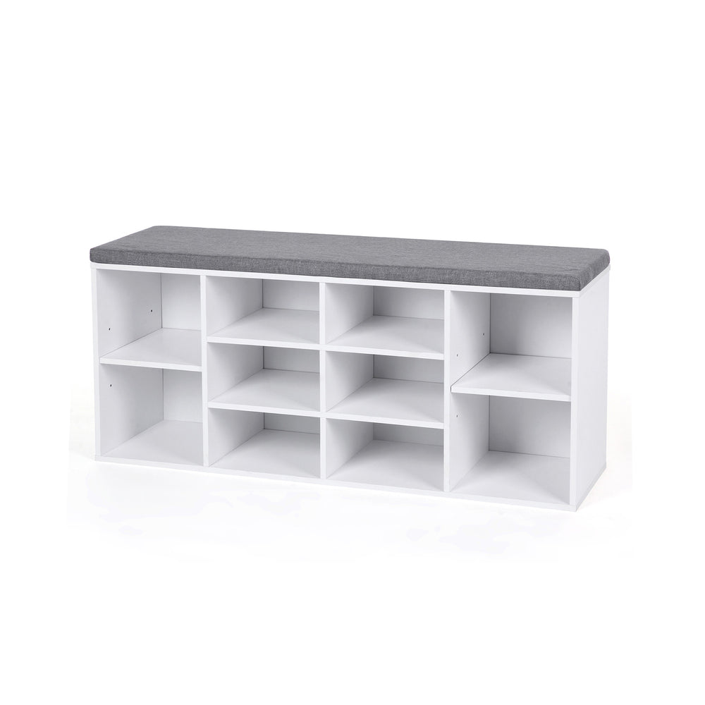 Schuhbank mit 10 Fächern Weiss