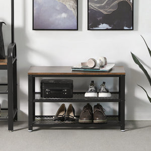 Banc à chaussures à 2 étagères, marron
