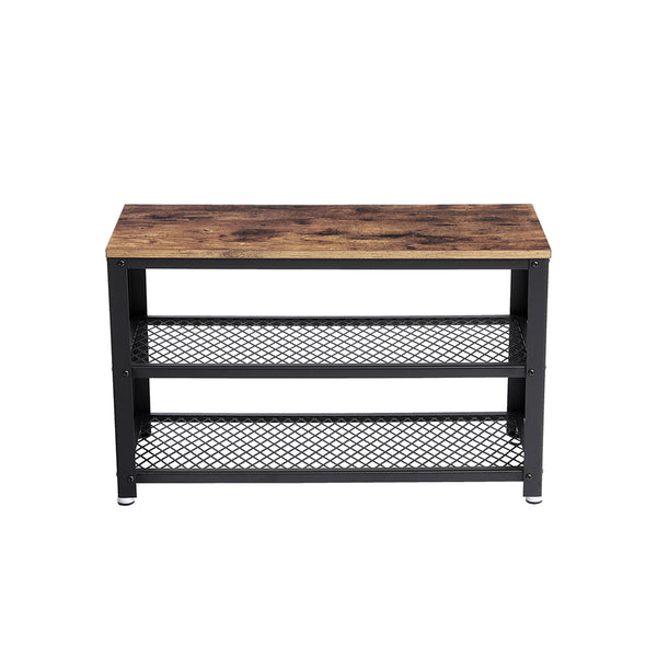 Banc à chaussures à 2 étagères, marron