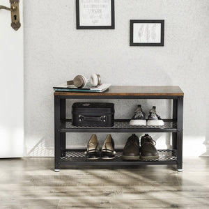 Banc à chaussures à 2 étagères, marron