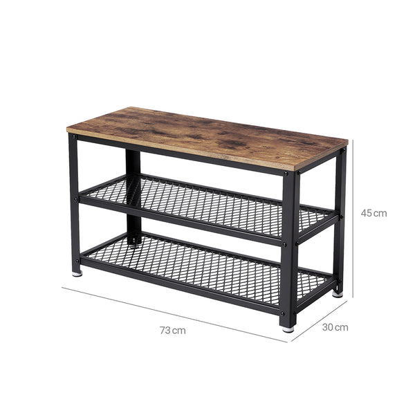 Banc à chaussures à 2 étagères, marron