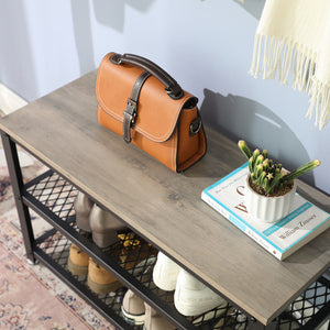 Banc à chaussures à 2 étagères, gris-beige