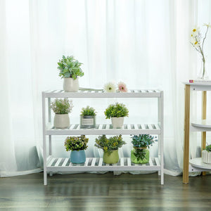 Bamboo shoe bench/shoe rack with 3 levels