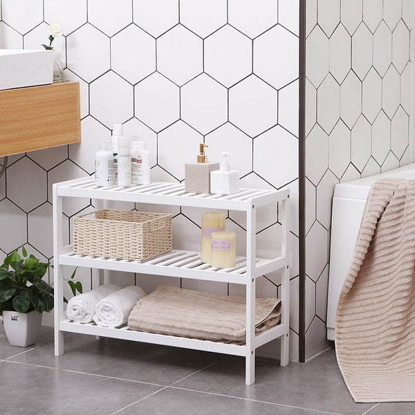 Bamboo shoe bench/shoe rack with 3 levels