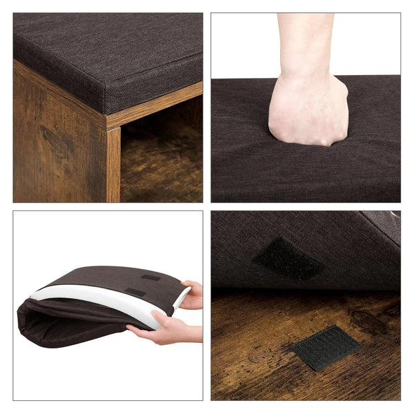 Banc à chaussures à 10 compartiments, marron