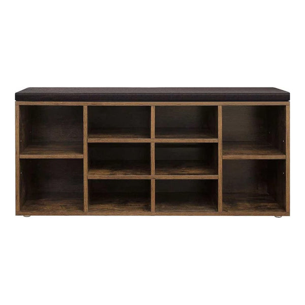 Banc à chaussures à 10 compartiments, marron
