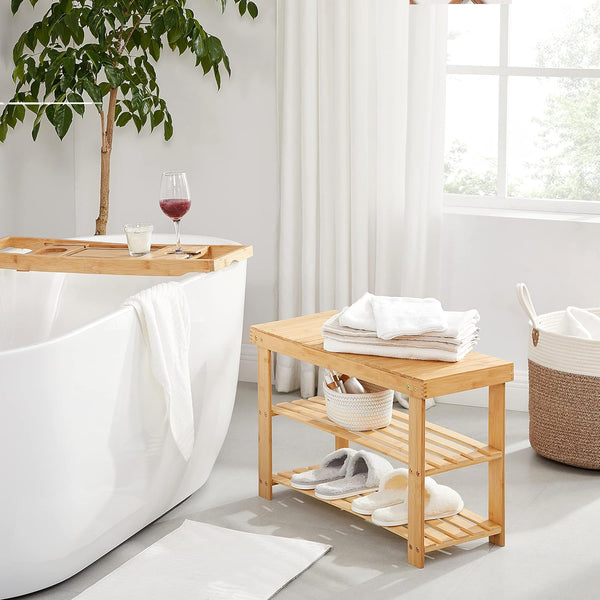 Bamboo shoe bench with 3 levels