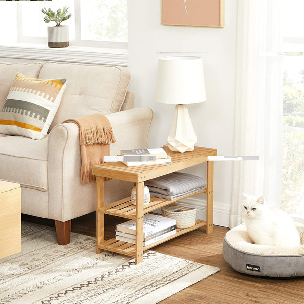 Bamboo shoe bench with 3 levels
