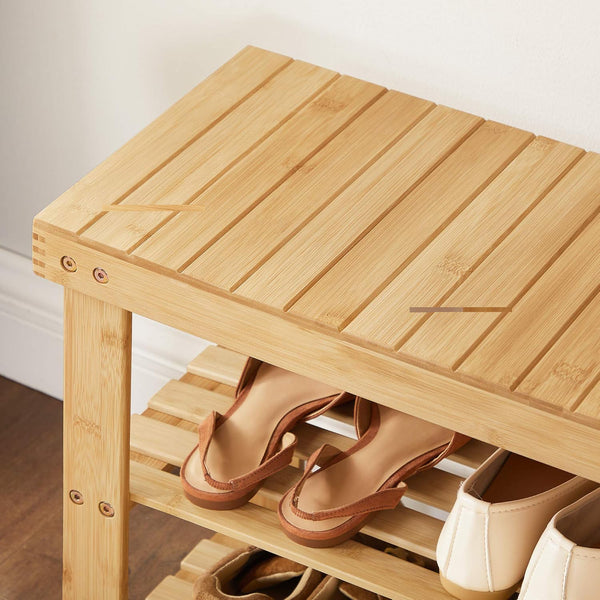 Bamboo shoe bench with 3 levels