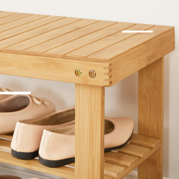 Bamboo shoe bench with 3 levels
