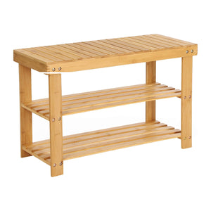 Bamboo shoe bench with 3 levels