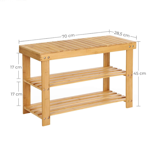 Bamboo shoe bench with 3 levels