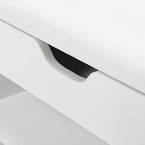 Shoe bench, seat bench with cushion, 2 shelves, white