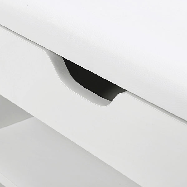 Shoe bench, seat bench with cushion, 2 shelves, white