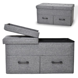 Banc à chaussures avec espace de rangement et 2 tiroirs 77x38x40cm