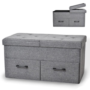 Banc à chaussures avec espace de rangement et 2 tiroirs 77x38x40cm