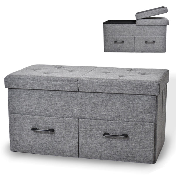 Banc à chaussures avec espace de rangement et 2 tiroirs 77x38x40cm