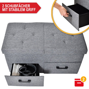 Banc à chaussures avec espace de rangement et 2 tiroirs 77x38x40cm