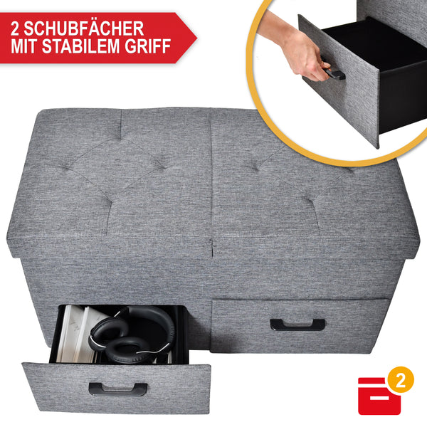 Banc à chaussures avec espace de rangement et 2 tiroirs 77x38x40cm